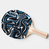 青、黒、白の渦巻き 卓球ラケット (横)