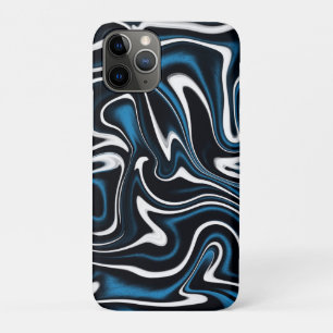 青、黒、白の渦巻き iPhone 11 PROケース