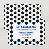 青 黒 白 サッカー ボール バー ミツバ党 受付 招待状 (正面/裏面)