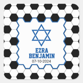 青 黒 白 サッカー ボール バー ミツバ祭 スクエアシール