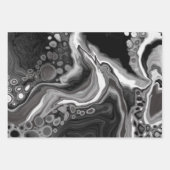 青、黒、緑の大理石の流体アート ラッピングペーパーシート (正面3)