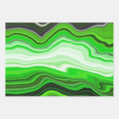 青、黒、緑の大理石の流体アート ラッピングペーパーシート (正面2)