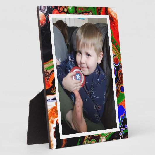 青、黒、緑の大理石フェイクの写真  フォトプラーク (側面)