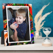 青、黒、緑の大理石フェイクの写真  フォトプラーク (側面)