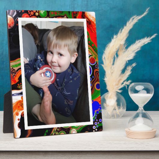 青、黒、緑の大理石フェイクの写真  フォトプラーク (側面)