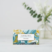 青、黒、金ゴールド大理石 名刺 (スタンド正面)