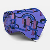 青/黒/20年代のDecoの紫色のデザイン ネクタイ (ロール)