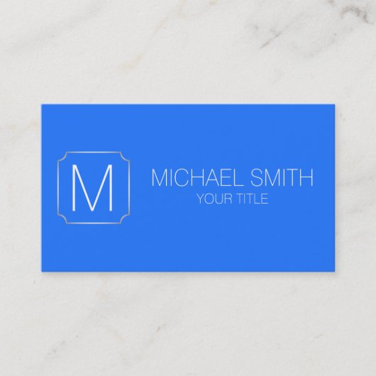 青(Crayola)色の背景 名刺 (正面)