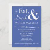 青 Eat Drink We Got Married 秘密結婚パーティー 招待状 (正面)