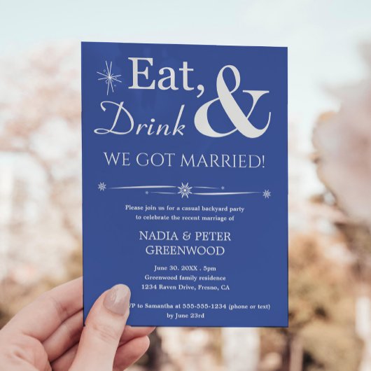 青 Eat Drink We Got Married 秘密結婚パーティー 招待状