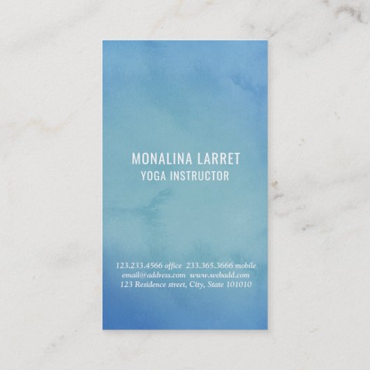 青| Omの金ゴールドの黙想の記号のヨガのインストラクター 名刺 (裏面)