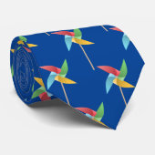 青（Pinwheelパターン） ネクタイ (ロール)