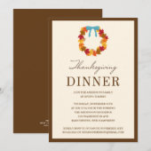 青%PIPE%の感謝祭の夕食の招待の秋のリース 招待状 (正面/裏面)