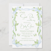 青A小さな甘いピー少年の赤ちゃんシャワー 招待状 (正面)