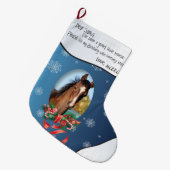 青ADD YOUR HORSE写真と名前Santa親愛 ラージクリスマスストッキング (正面 (吊り時))