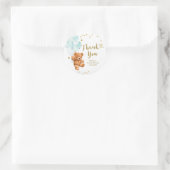 青Bearly待ち赤ちゃんシャワーありがとうステッカー ラウンドシール (バッグ)