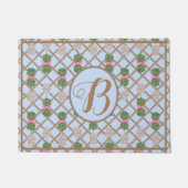 青Chinoiserieジンジャージャーストピアリーバスケット ドアマット (正面)