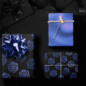 青D20パターン | RPGファンタジーテーブルトップゲーマーサイコロ ラッピングペーパーシート