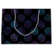 青D20パターン | RPGファンタジーテーブルトップゲーマーサイコロ ラージペーパーバッグ (正面)