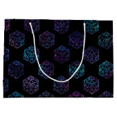 青D20パターン | RPGファンタジーテーブルトップゲーマーサイコロ ラージペーパーバッグ (裏面)