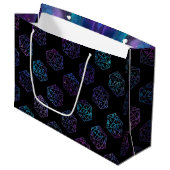 青D20パターン | RPGファンタジーテーブルトップゲーマーサイコロ ラージペーパーバッグ (正面アングル)