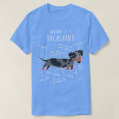 青Dachshund犬の解剖学 Tシャツ (デザイン正面)