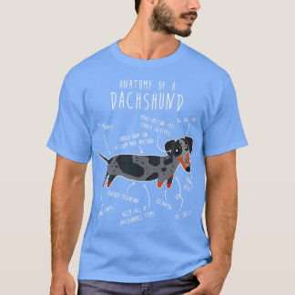 青Dachshund犬の解剖学 Tシャツ