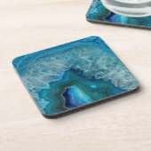 青Geode Rock Mineral Agate結晶画像 コースター (左側)