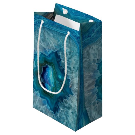 青Geode Rock Mineral Agate結晶画像 スモールペーパーバッグ (正面アングル)