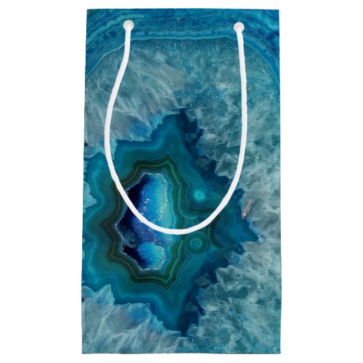 青Geode Rock Mineral Agate結晶画像 スモールペーパーバッグ (正面)