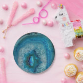 青Geode Rock Mineral Agate結晶画像 ペーパープレート (パーティー)