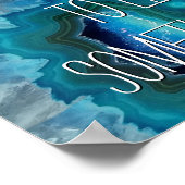 青Geode Rock Mineral Agate結晶画像 ポスター (角)