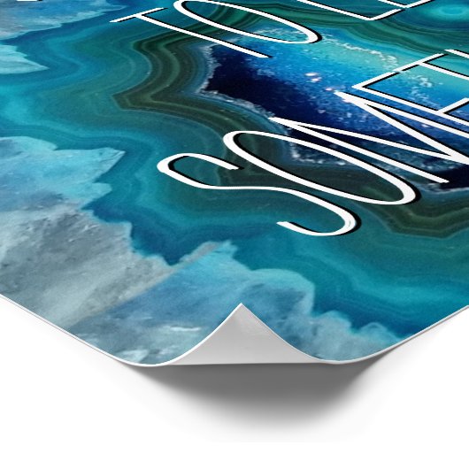 青Geode Rock Mineral Agate結晶画像 ポスター (角)