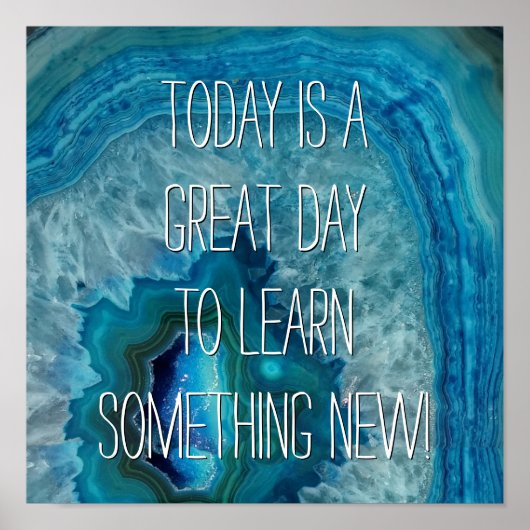 青Geode Rock Mineral Agate結晶画像 ポスター (正面)