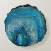 青Geode Rock Mineral Agate結晶画像 ラウンドクッション (裏面)