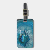 青Geode Rock Mineral Agate結晶画像 ラゲッジタグ (正面縦)