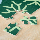 青gr雪片クリスマスパターン雪のパターン ジグソーパズル (側面)