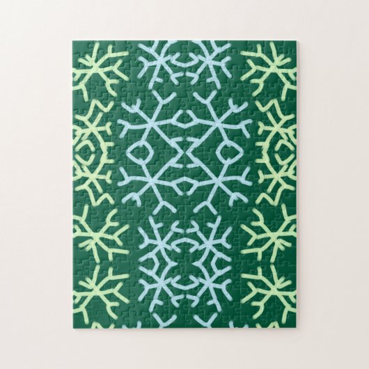 青gr雪片クリスマスパターン雪のパターン ジグソーパズル (縦)