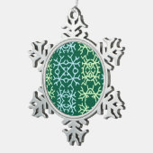 青gr雪片クリスマスパターン雪のパターン スノーフレークピューターオーナメント (右)