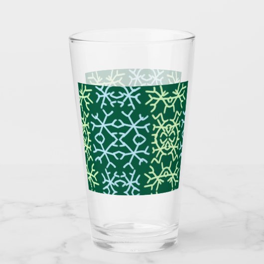 青gr雪片クリスマスパターン雪のパターン タンブラーグラス (正面)