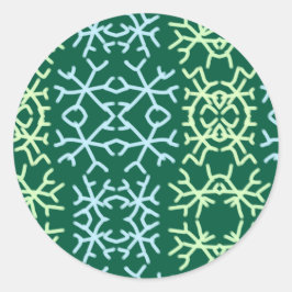 青gr雪片クリスマスパターン雪のパターン ラウンドシール