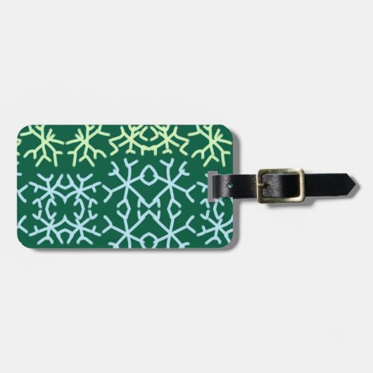 青gr雪片クリスマスパターン雪のパターン ラゲッジタグ (正面横)