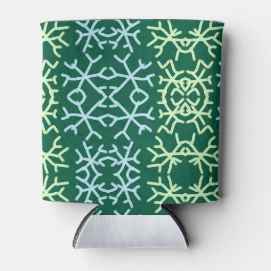 青gr雪片クリスマスパターン雪のパターン 缶クーラー (正面)