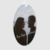 青Let it雪初めてのクリスマス写真 オーナメント (正面)