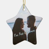 青Let it雪初めてのクリスマス写真 セラミックオーナメント (左)