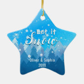 青Let it雪初めてのクリスマス写真 セラミックオーナメント (裏面)