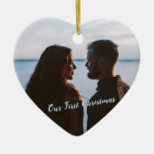 青Let it雪初めてのクリスマス写真 セラミックオーナメント (正面)