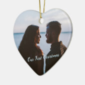 青Let it雪初めてのクリスマス写真 セラミックオーナメント (左)