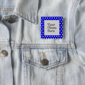 青n白水玉模様のフォトフレーム 缶バッジ (インサイチュ)