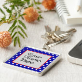 青n白水玉模様赤トリムフォトフレーム キーホルダー (側面)